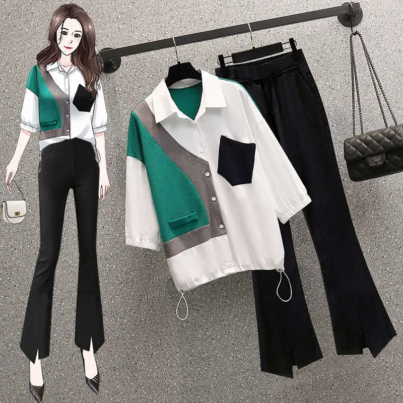 Fashion Summer New Patchwork Solid Color Half Sleeve Casual Shirts Straight Loose Thin Comfortable Korean Women\'s Clothing 2022