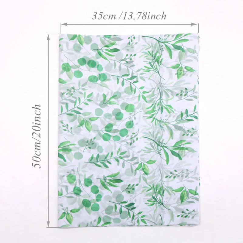 50X35CM Green Leaf Pattern 20 Sheets Tissue Paper Perfect for Gift Wrapping, DIY Crafts, Wedding Party Decorations & More!