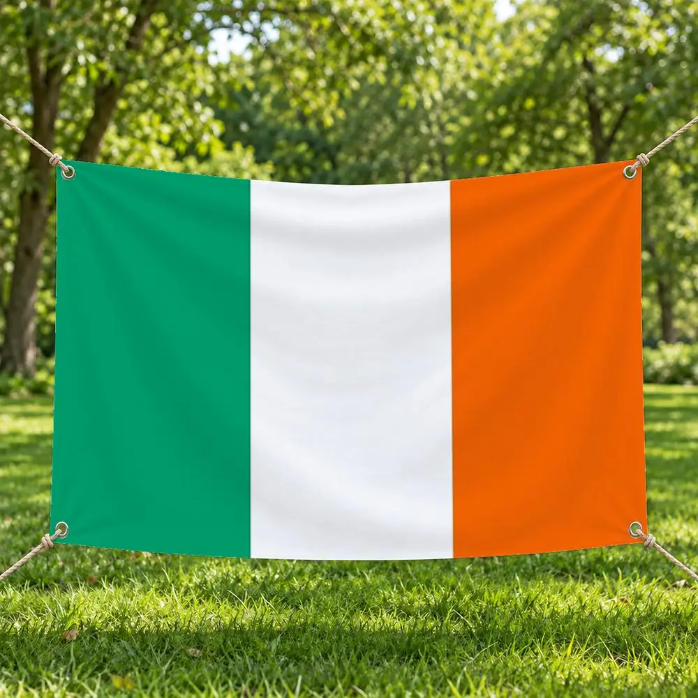 Verdant Peaceful I-Ireland Flags Four Rings Easy Install Lightweight Hang Decor Indoor Outdoor
