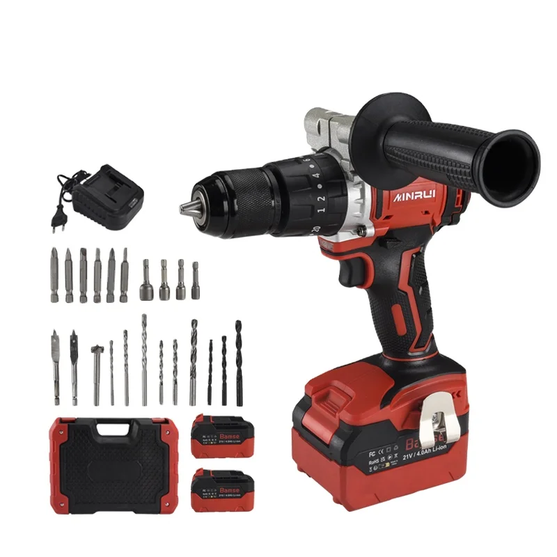 

MINRUI 21V cordless impact drill combo kit brushless lithium battery power electric drill set