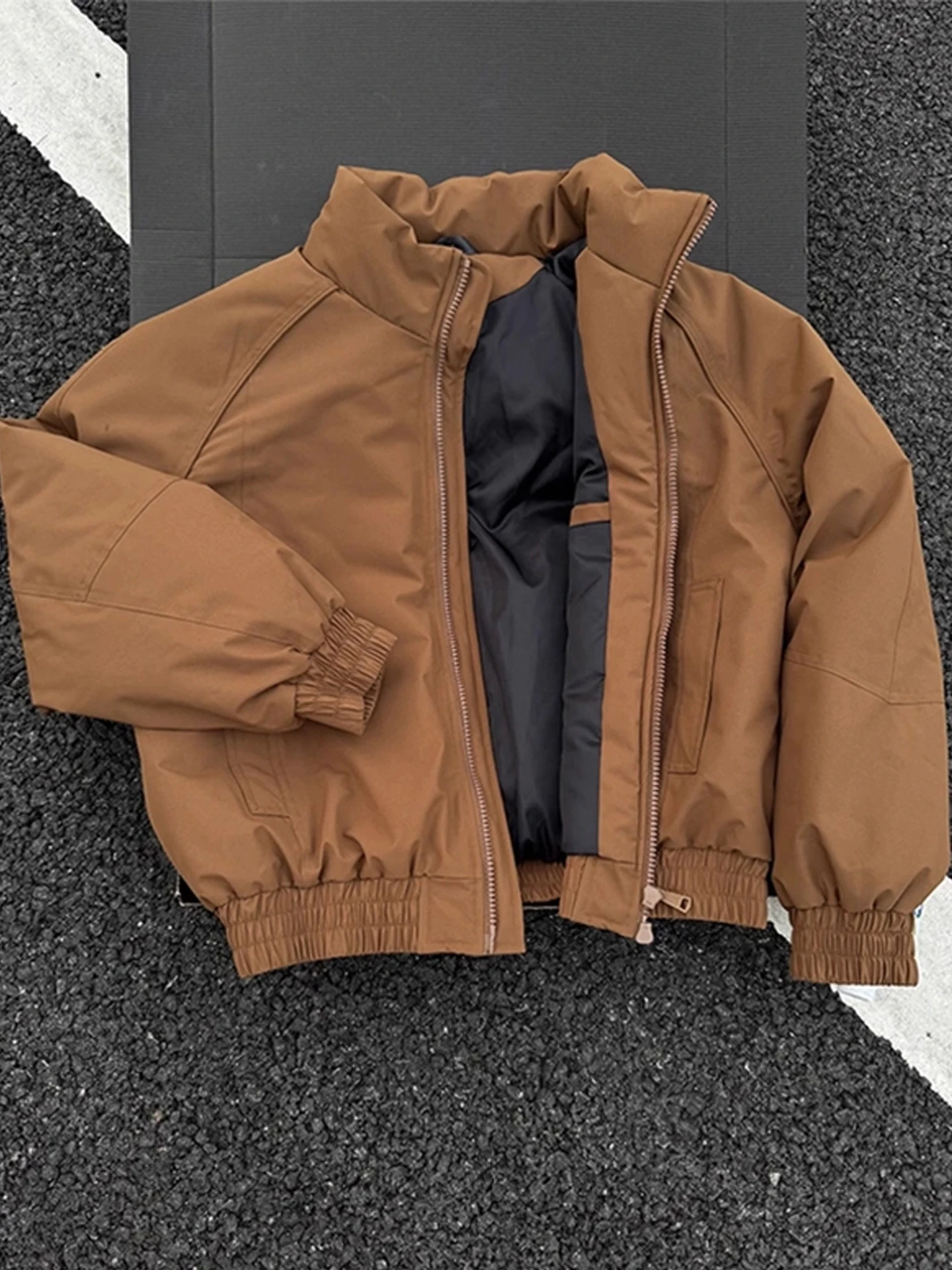 

Мужская зимняя теплая хлопковая куртка-бомбер American Sle Ort Thiened White Du Down Jaet на молнии, удлиненная