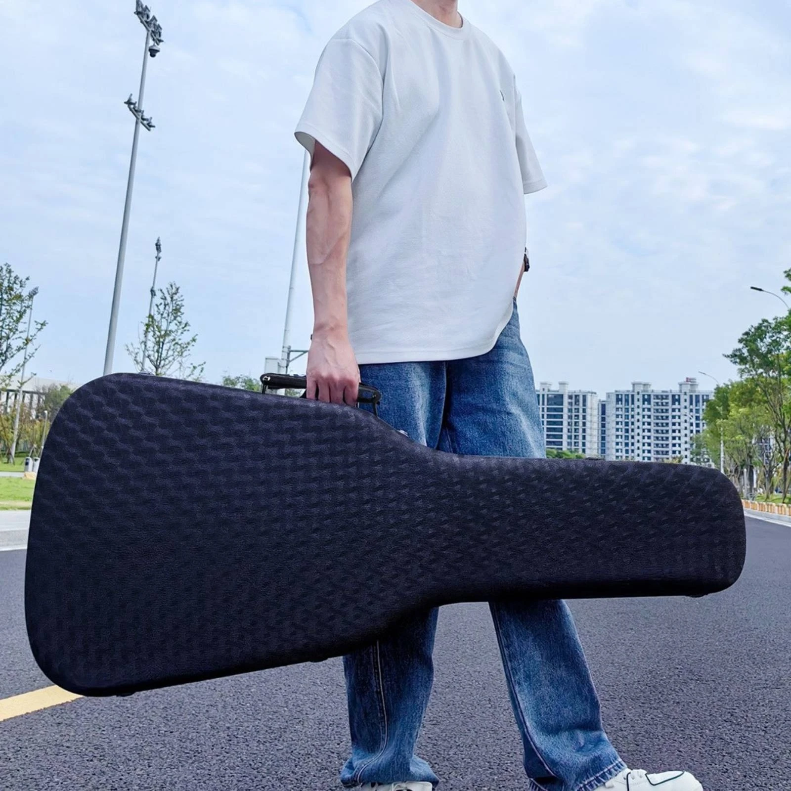 Lightweight Foam Hard-Shell Electric Guitar Case Adjustable Electric Guitar Hard Hard Case Portable Slim for Air Travel