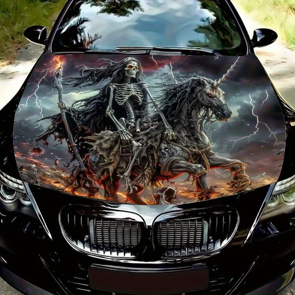 

Terror Skull Car Cover Stickers Wrapped In Vinyl Film, Engine Cover Stickers, Car Cover Waterproof Protective Film, Car Parts Ac