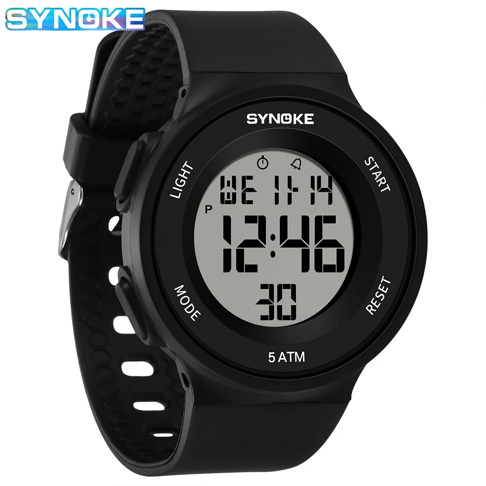 Synoke Student Electronic Watch Unisex Sport Watch Multifunction Military Sports Waterproof Luminous LED Digital Men Big Dial