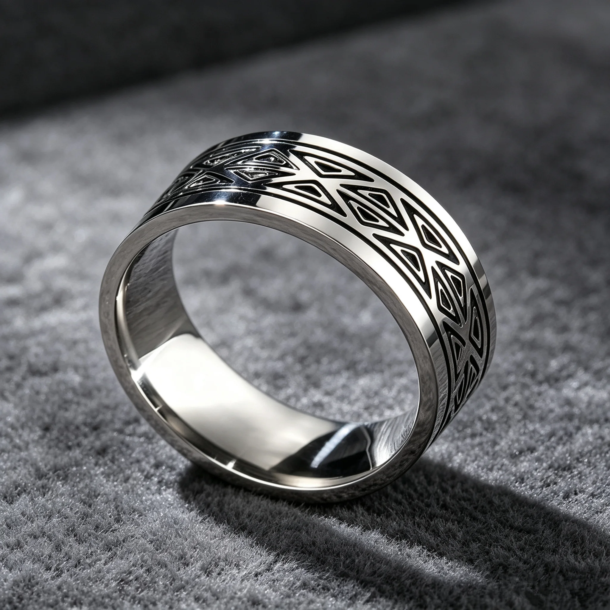 8MM Titanium Rings for Men and Women Birthday Gift triangular pattern discredit Ring