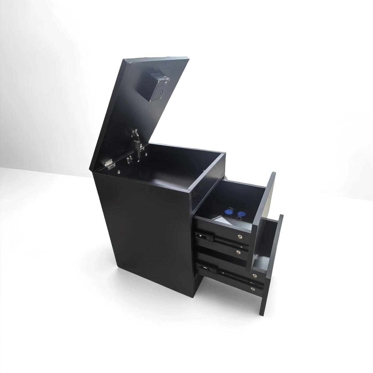 Modern Secure and Stylish Secret Storage Gun Safe Shelf ValuableS Hidden Compartment Nightstand with NFC Card Lock Storage Rack
