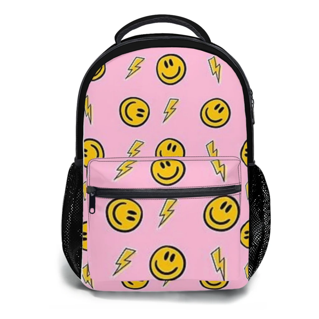 Preppy, rosa, mochila escolar para meninos mochila de estudante de grande capacidade mochila de estudante do ensino médio de desenho animado 17 polegadas