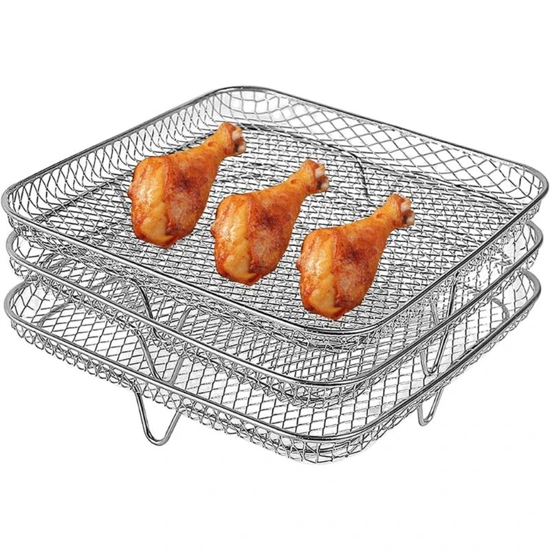 Rak Penggorengan Udara Multilapis Dehidrator Makanan Berdiri 304 Tempat Roti Panggang Tahan Karat