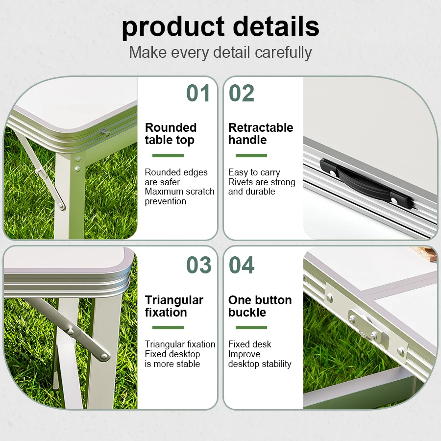 Outdoor table, portable folding table with handle - suitable for outdoor camping, picnicking, gatherings, no electricity require image 5