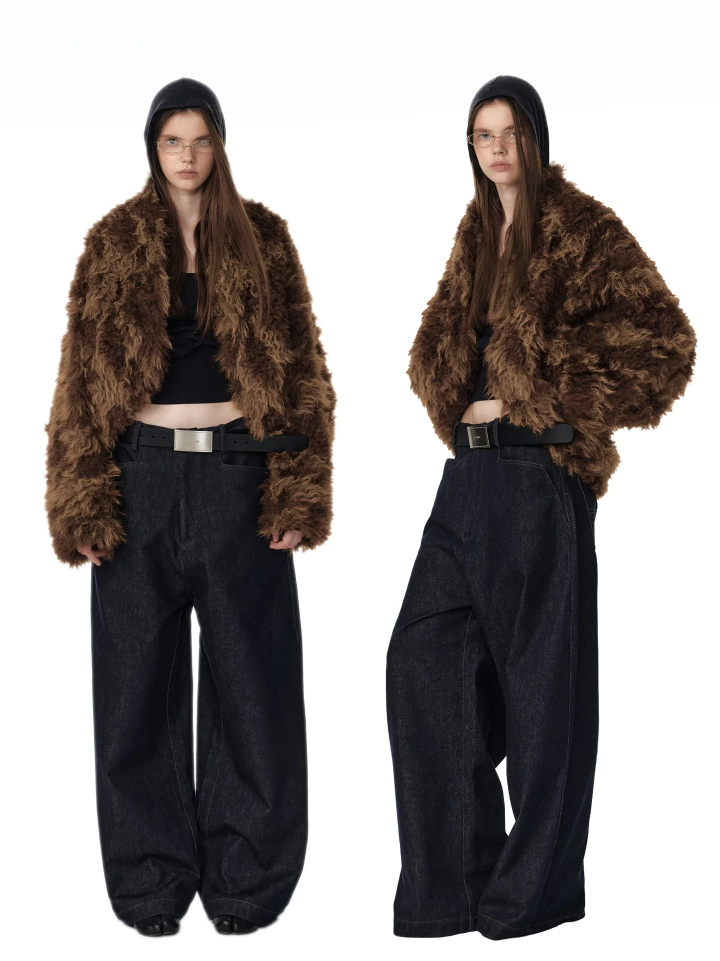 

ALINNV Women's ort Fur Coat Faionable Commute Sle Long Sve Outerwear Top Eco-friendly Leather Alternative Winter New...