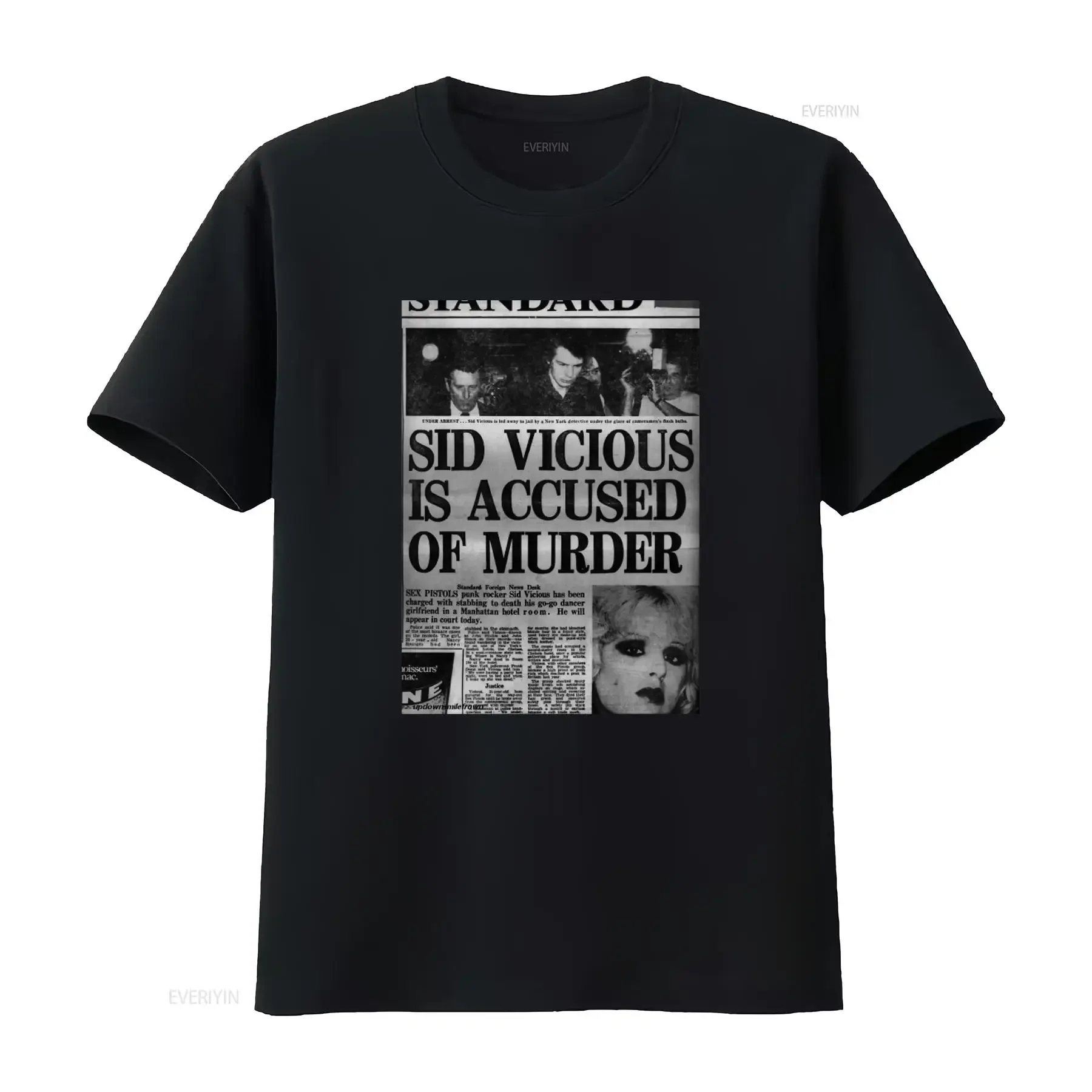 Vintage 90s Sid Vicious Newspaper Ad Punk Sex Pistols T Shirt Size XL vintage Washed designer clothes homme Comfortable