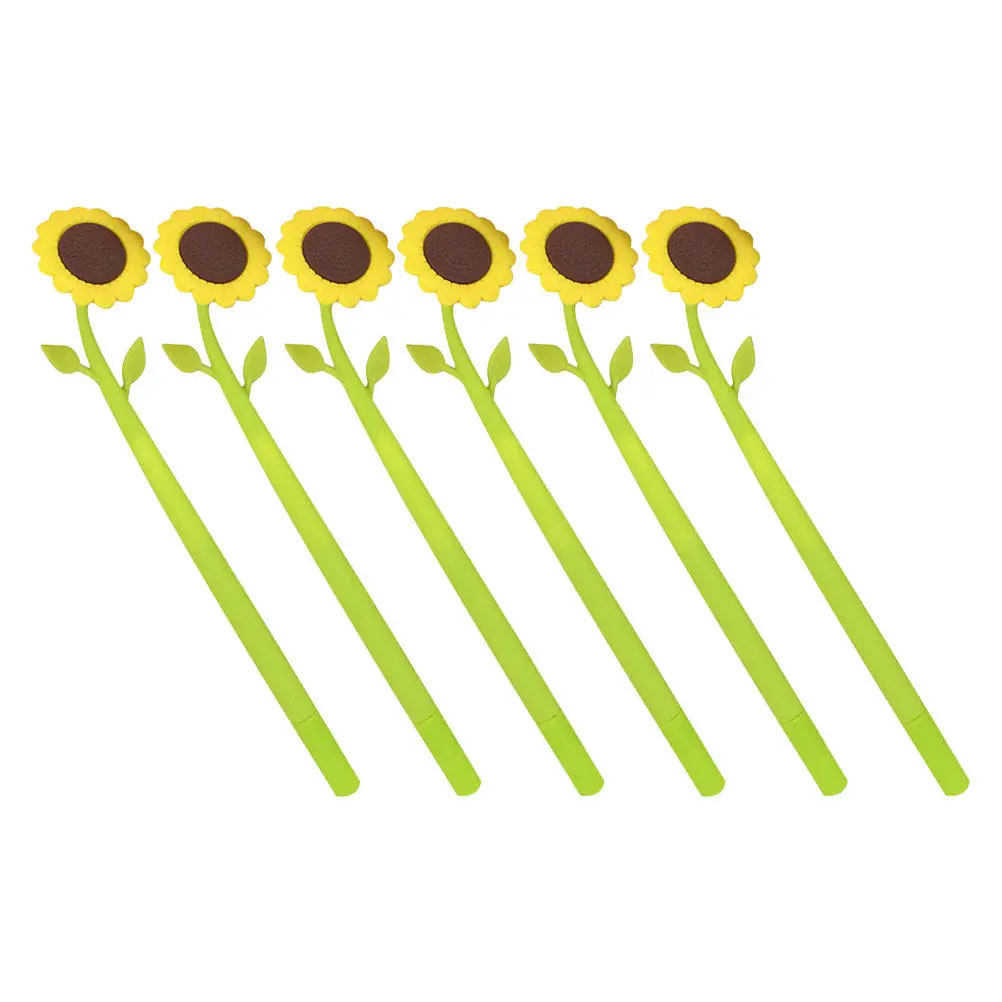 

6Pcs Sunflower Gel Pens Smooth Writing Cute Silicone Neutral Pens for Students Office Colorful Fine Point Ink Pen Set