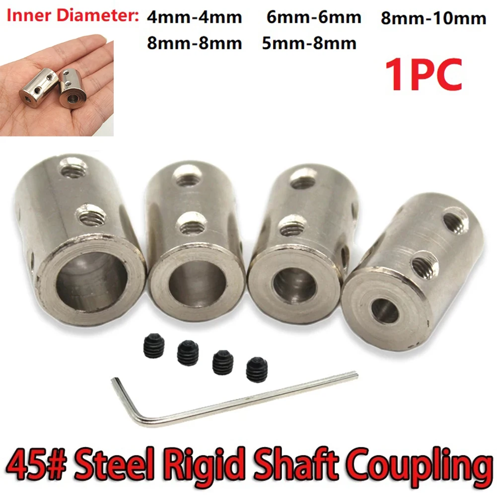 1set Rigid Shaft Coupling 4mm/5mm/6mm/8mm/10mm CNC Motor Jaw Shaft Coupler Connector Sleeve #45 Steel Transmission Connector