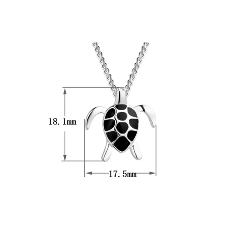 Buyee 925 Sterling Silver Female Big Pendant Chain Cute Turtle Sweet Necklace for Women Unique Fashion Animal Fine Jewelry Chain