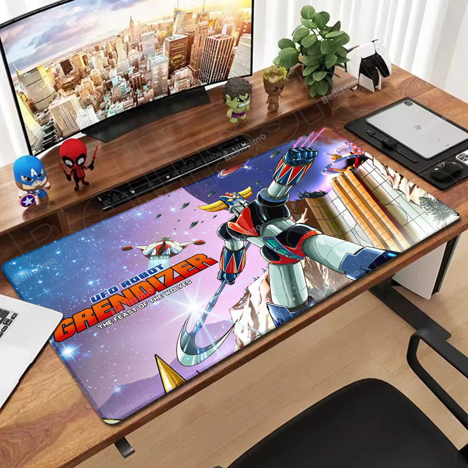 

Actarus НЛО робот и гриндайзер резиновая клавиатура настольный коврик аксессуар для ПК коврик для мыши Goldorak аниме игровая печать компьютерный коврик для мыши