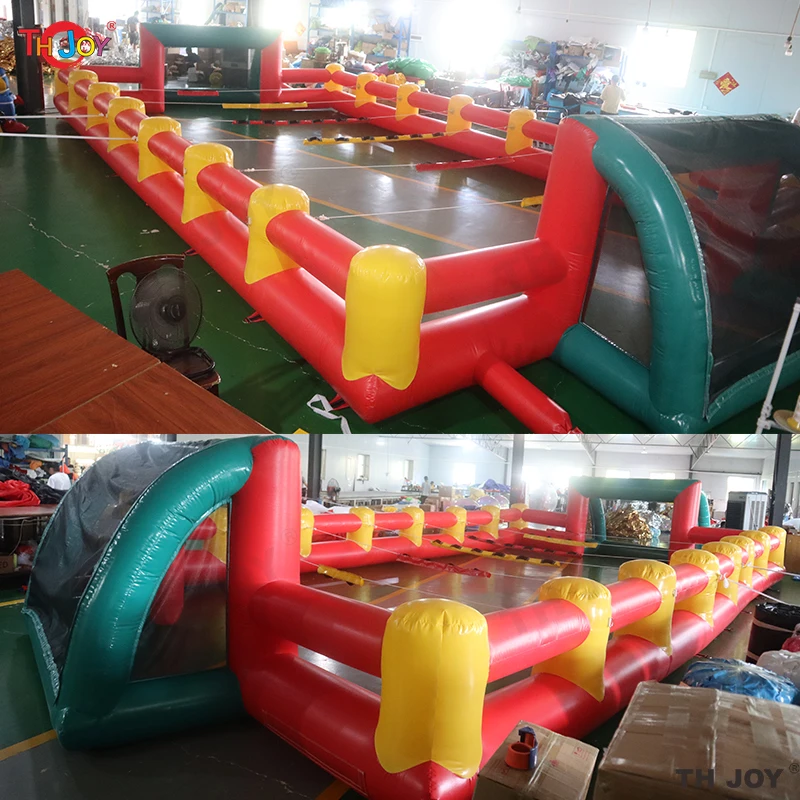 Free Air Shipping To Door,12x6m Kids Inflatable Human Foosball Soccer Field Giant Adults Inflatable Baby Foot Humain Sport Game