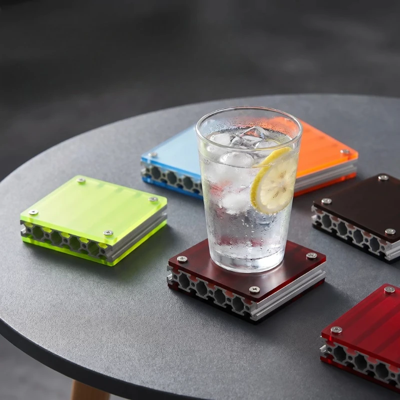 Aluminum alloy DIY coaster, thermal insulation pad, scratch-proof and non-slip