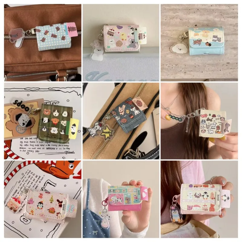 

For Airpods 4 3 2/1 Pro2 Pro 3 2025 Ins Cute Cake Penguin PU Leather Earphone Case Wireless Bluetooth Charging Box with Pendant