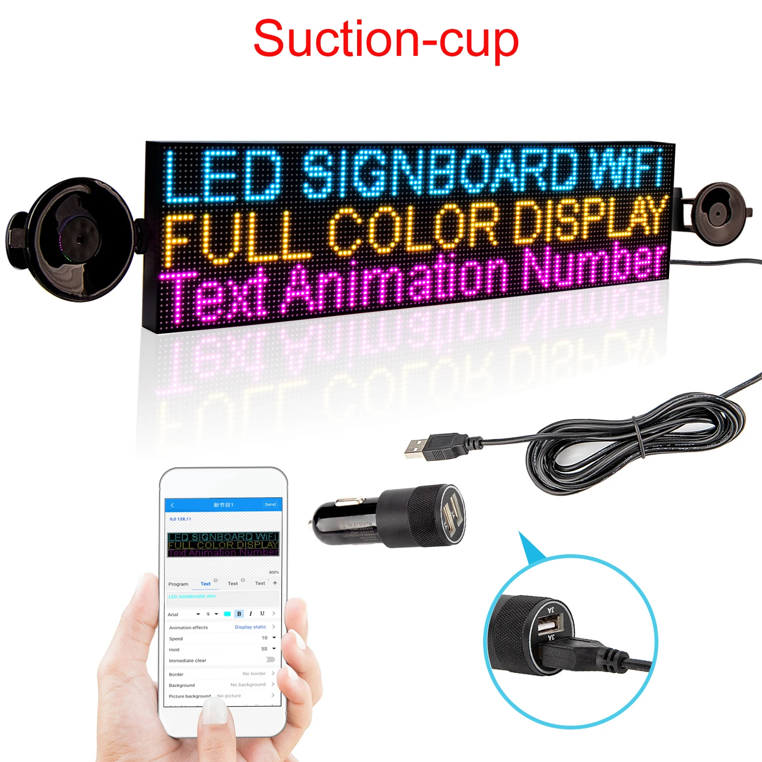 P4 Full Color RGB Wifi Programmable Led Sign 12V Car Bus Sign Panel Led Display Sign Board for Bussiness Advertising