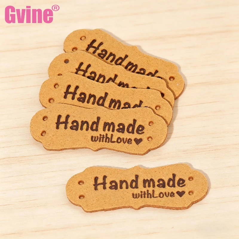 Custom Leather Label Handmade Microfiber Leather Tag for Clothing Hats Bags Embossed Logo No Sewing Accessories