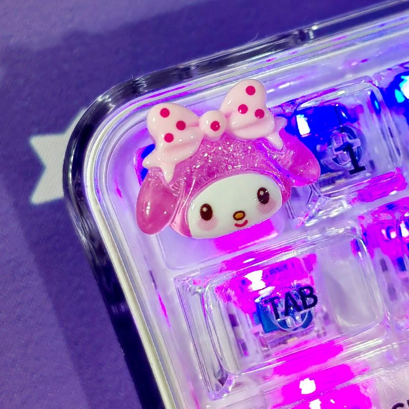 Diy Transparent Keycap for Cherry Axis Mechanical Keyboard Special Clear Base Cute Kuromi Keycap