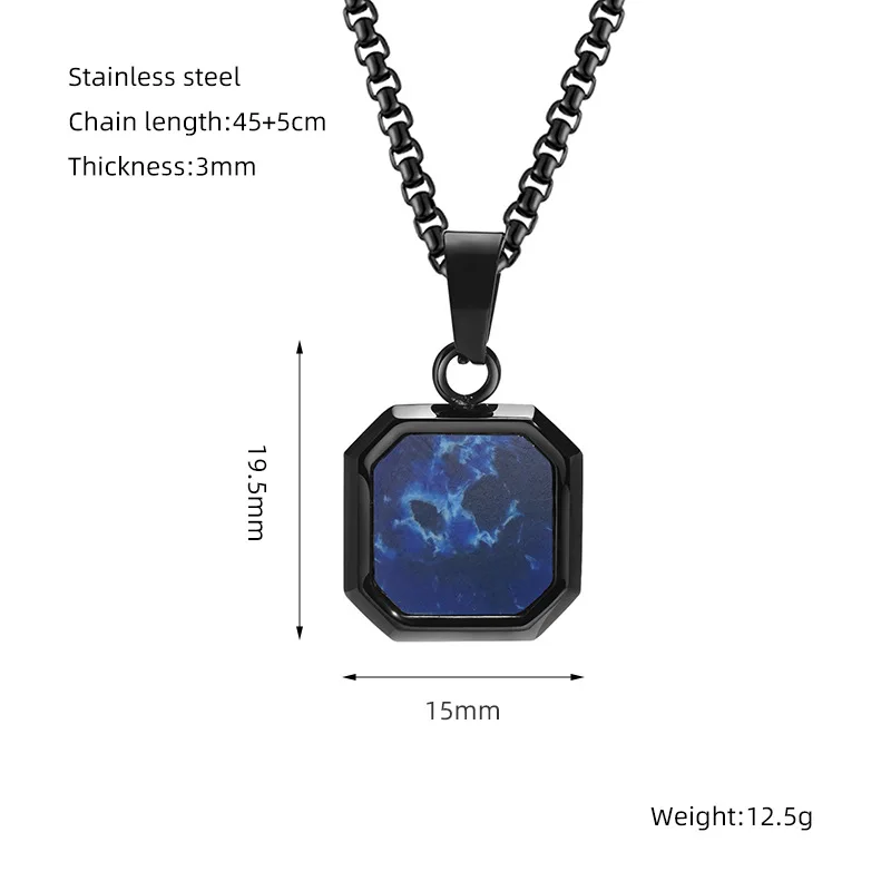 AETEEY Stainless Steel Geometric Square Pendant Necklace Minimalist Men's Chain Light Luxury Titanium Steel Necklace