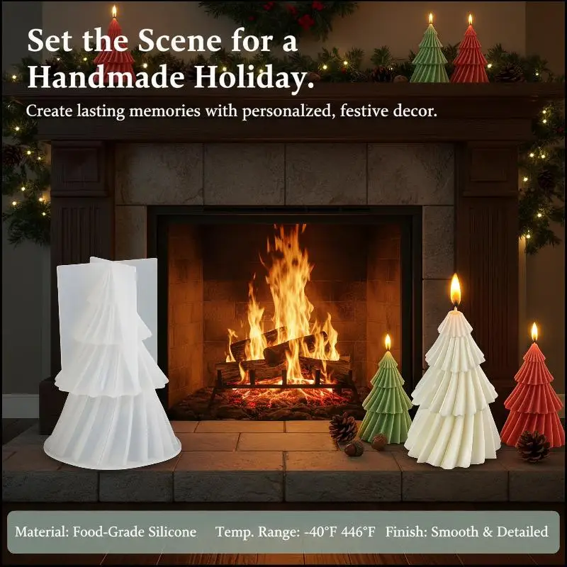 1PCS Christmas Tree Candle Silicone Mold DIY Christmas Candle Making Kit Handmade Soap Plaster Resin Baking Tools Holiday Gift