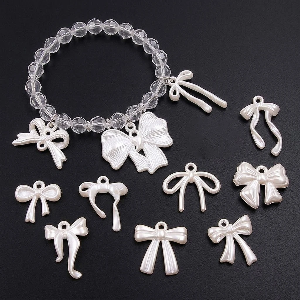 30/50/100g gemischte, zufällige Acryl-Imitationsperlen-Schleifenanhänger für DIY-Armbänder, Halsketten, Schmuckherstellung, Zubehör – Detail 1