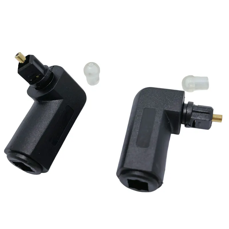 90 ° Digital Audio Cable Adapter Toslink Male Cable Connector Right Angle 360 ° Rotating Fiber Optic Converter