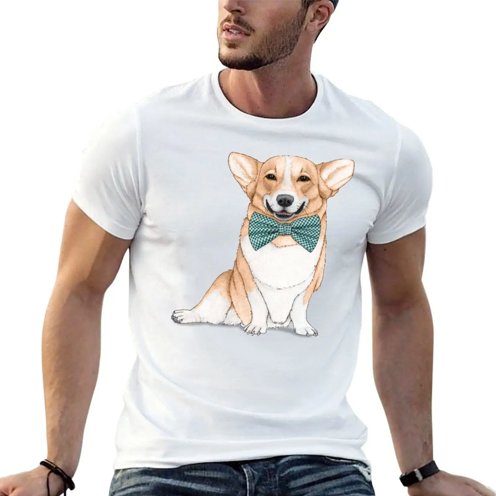 

Corgi Dog T-Shirt cotton tshirt 100% t shirt for man mens graphic t shirts T-Shirt