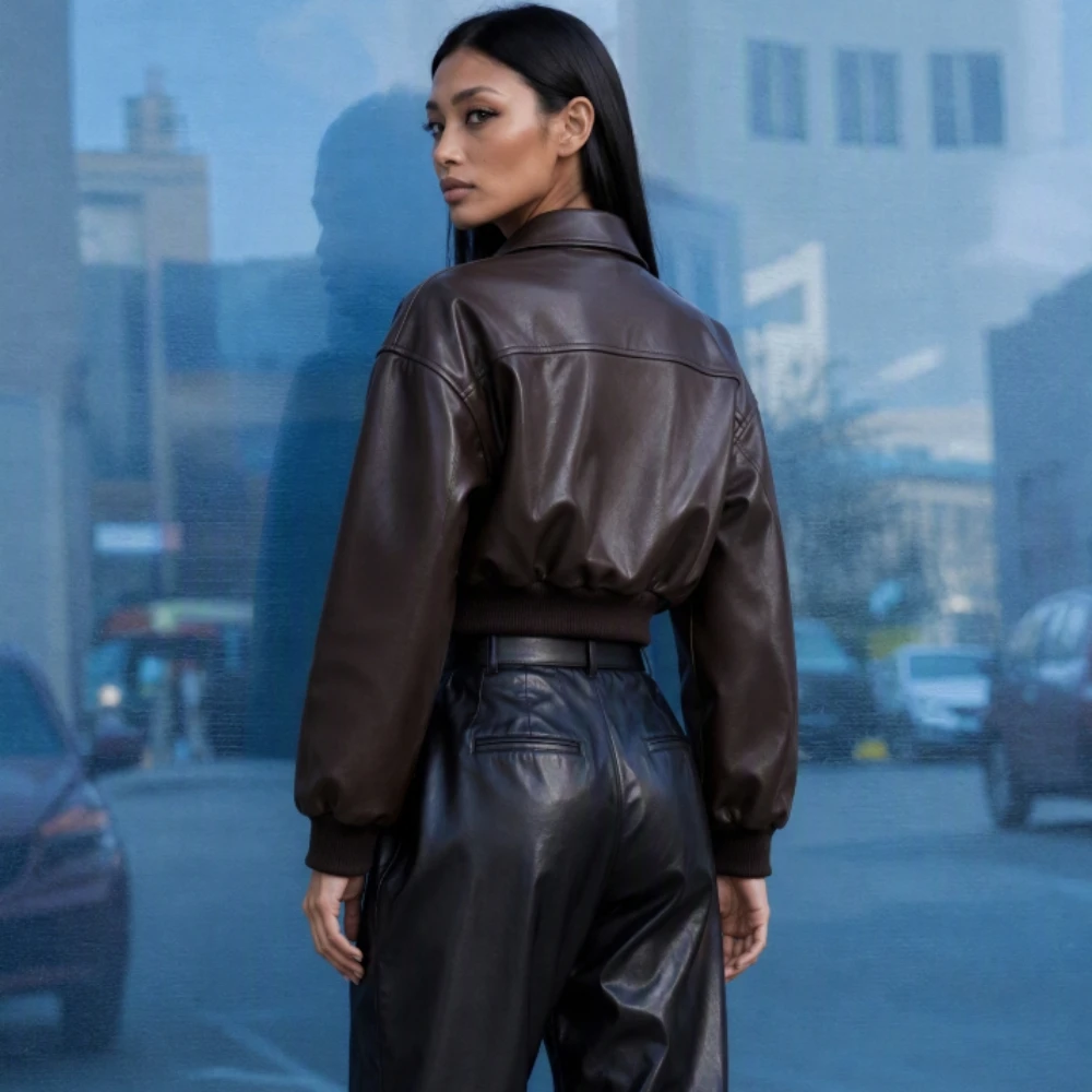 Damen-Herbstjacken mit Gürtel, kurze Lederjacken, elegante, schmale, warme Damenjacke, Street-Chic, lässige Vintage-Jacke, Neu – Detail 25