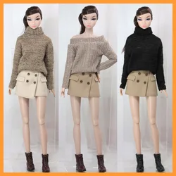 [20days made] 1/6 Female Sexy Off-shoulder/Turtleneck Loose Sweater Irregular Mini Skirt for Momoko OB FR Nippon Poppy Parker