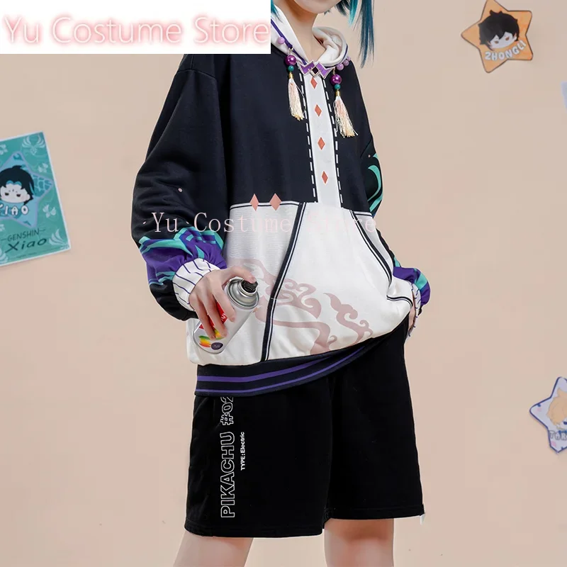 sweat-shirt-de-loisirs-quotidiens-impact-xiao-black-domain-costume-de-cosplay-uniforme-de-fete-anime-role-de-jeu-d'halloween