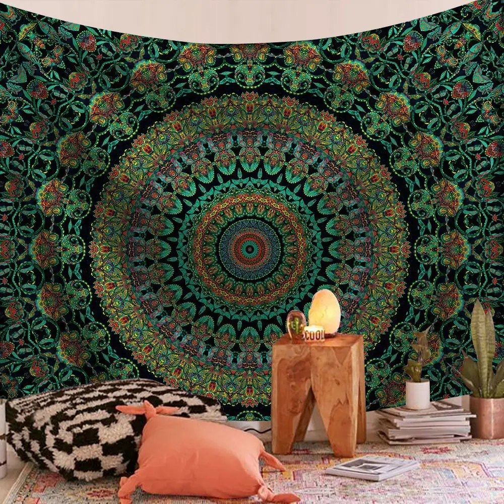 Indian Mandala Wall Hanging Tapestry Boho Hippie Cloth Fabric Large Elephant Tapestry Interior Bedroom Dorm Room Decor Aesthetic