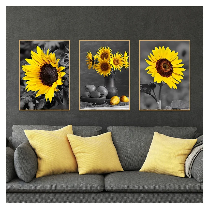 (No frame)Painting Wall Art Vintage Pictures For Living Room Kitchen Modern Home Decor Sunflower Poster And Print Canvas