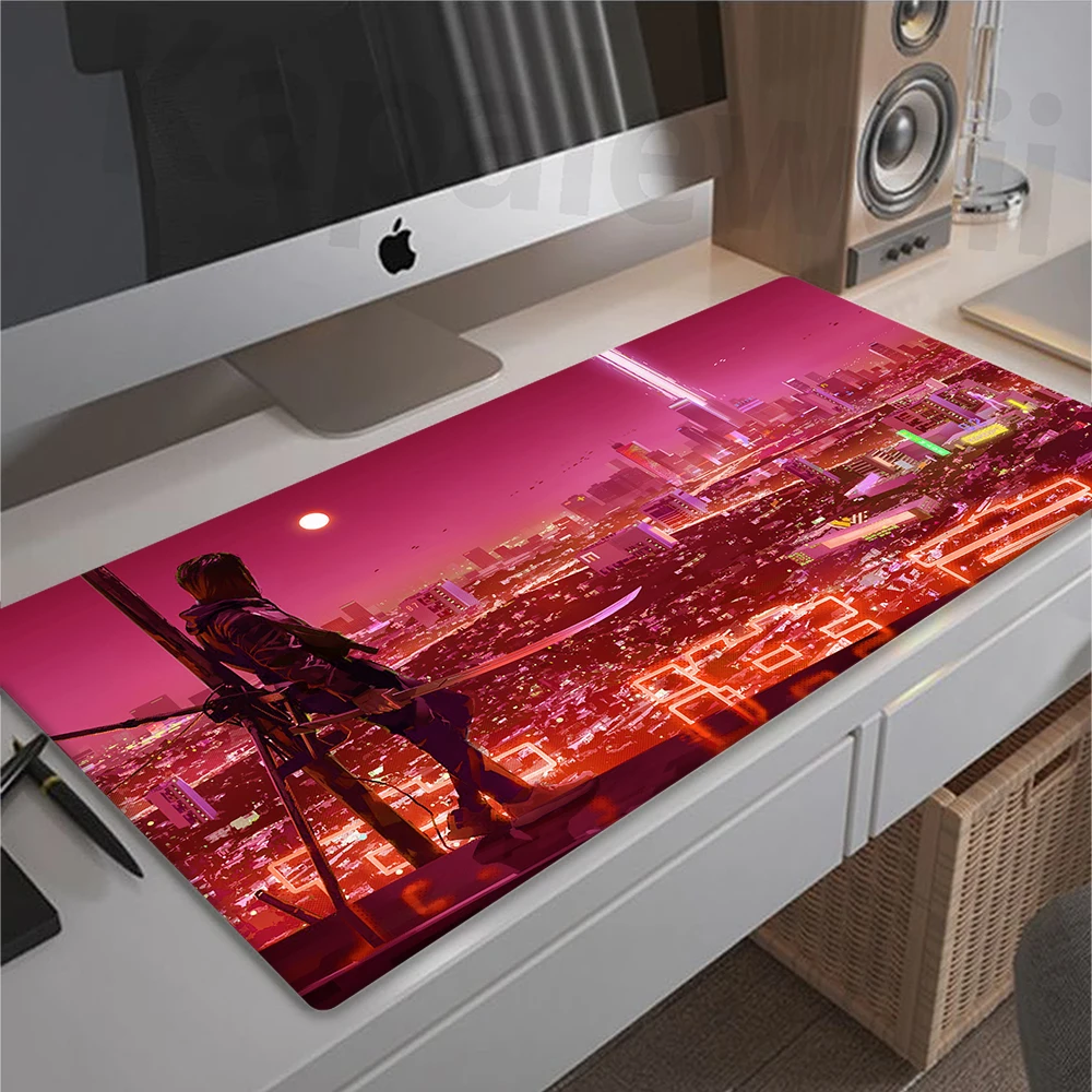 Gaming Neon City Mousepad Gamer Room Decoration Carpet Speed accessori tappetini per tastiera tappetino per Mouse per Computer tappetino per Mouse da gioco di grandi dimensioni