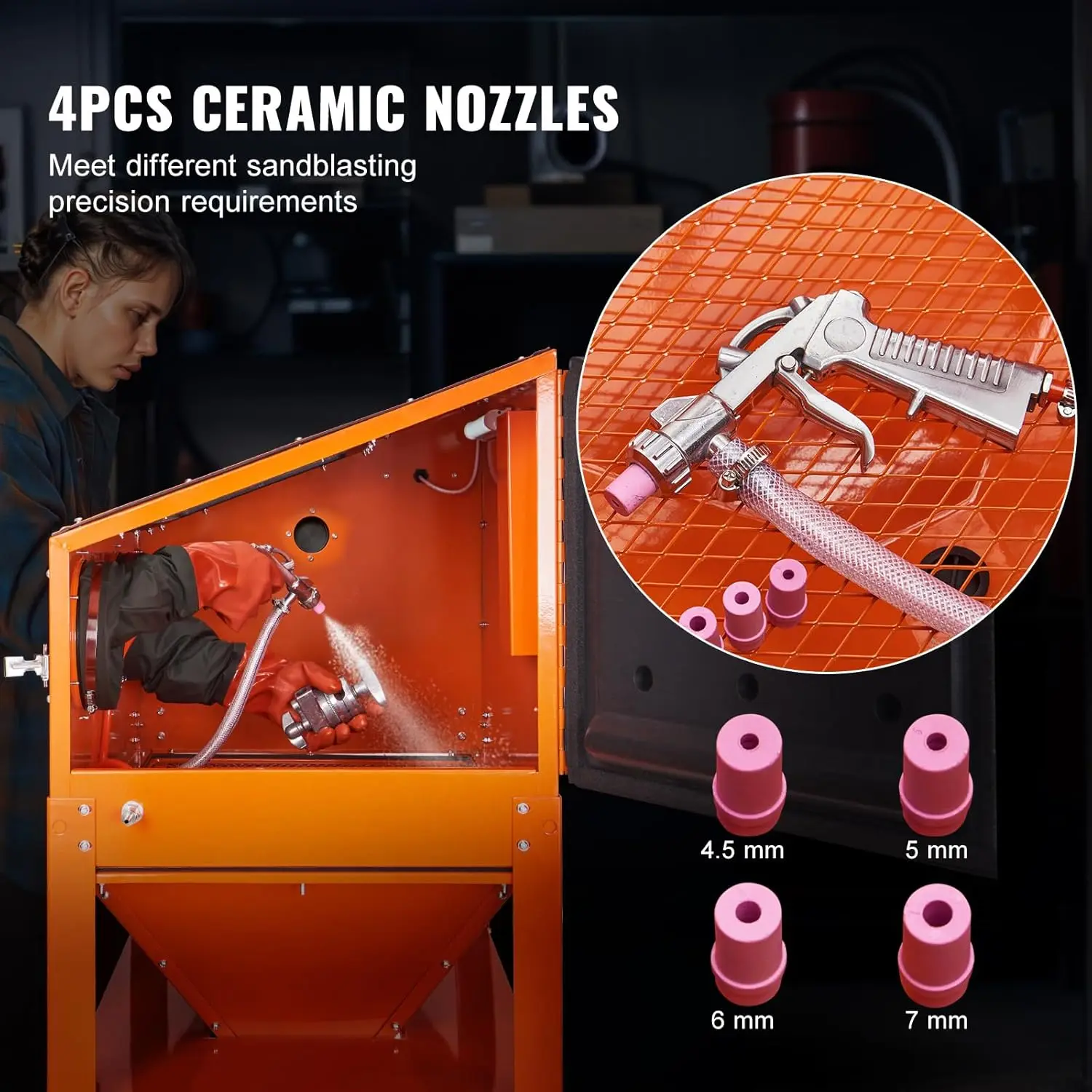 Blasting Cabinet with Stand,  Gallon Sandblasting Cabinet, 40-120PSI Sand Heavy Duty Steel Sand Blaster with Blasting view 5