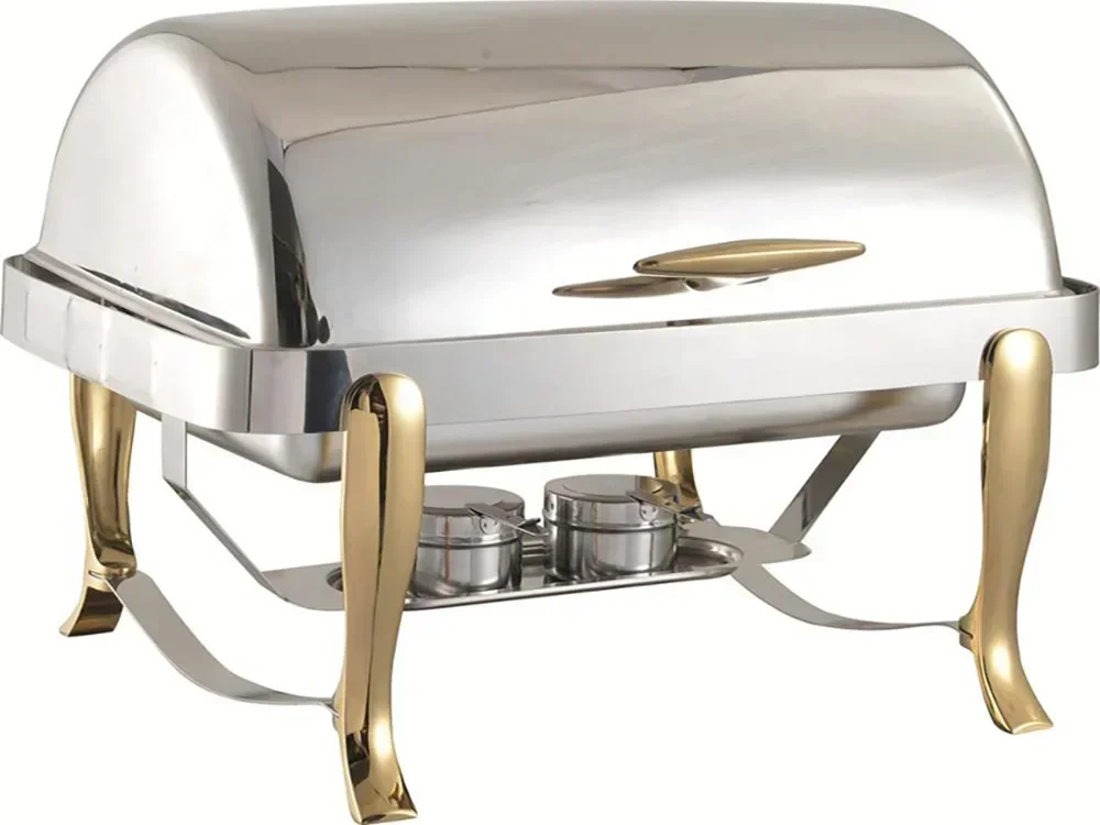 9L Foldable Stainless Steel Square Buffet Stove Set Container Food Warmer Rectangular Chafing Dish Full  Caterin