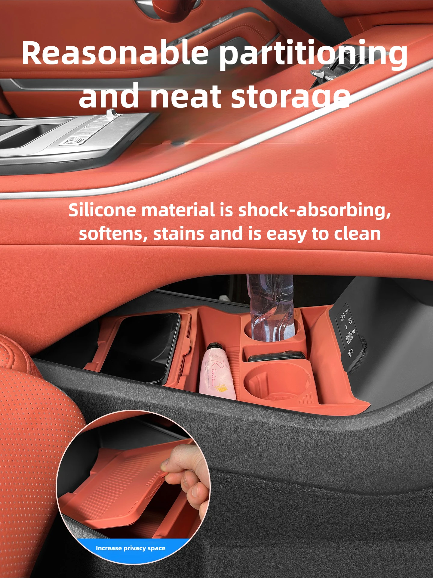 For BYD Tang L Storage and organization of silicone storage box on the lower level of the central control panel, anti slip