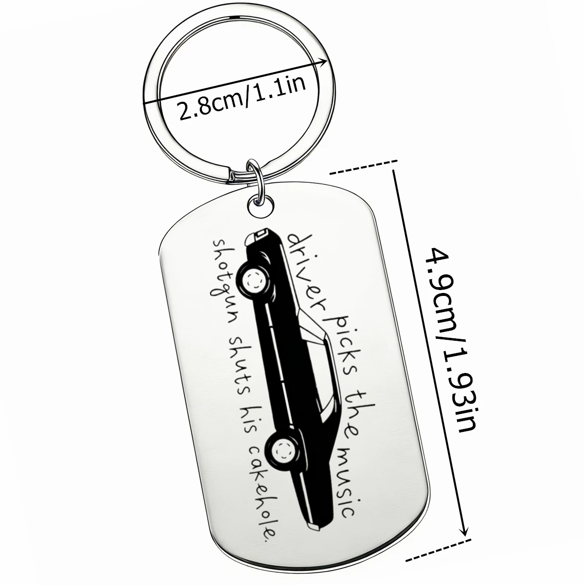 1Pc Funny Quote Car Keychain Driver Picks The Music Hand‑drawn Impala Car Silhouette Stainless Steel Key Ring Fan Souvenir Gift