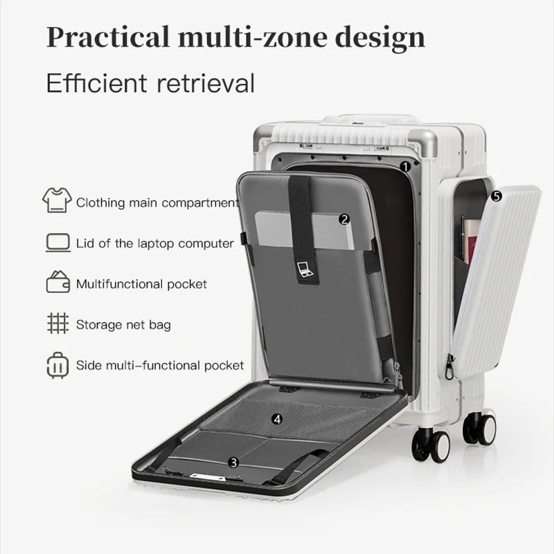 حقيبة فتح أمامية متعددة الوظائف بثلاثة فتحات على الطراز الجديد، مادة كمبيوتر مقاس 20 بوصة مع جيوب مزدوجة الجانب، سعة كبيرة