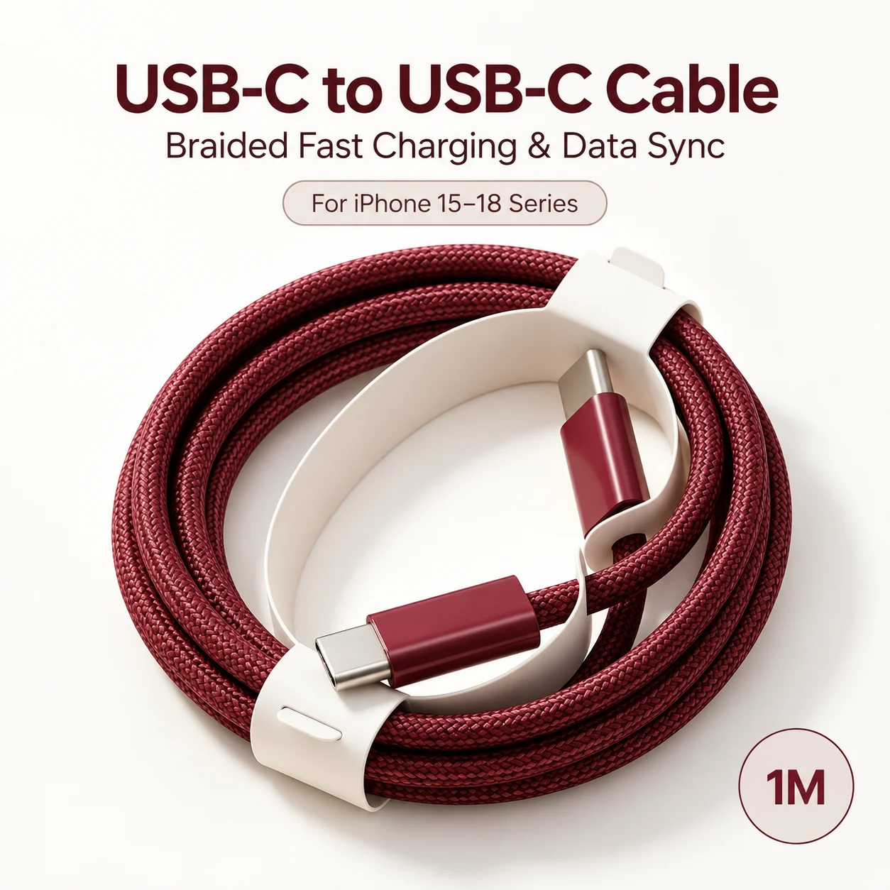 USB C to USB C Cable PD Fast Charging Braided Type C Charger Cord for iPhone 18 17 16 15 Pro Max 1M 8 Colors Data Sync Cable