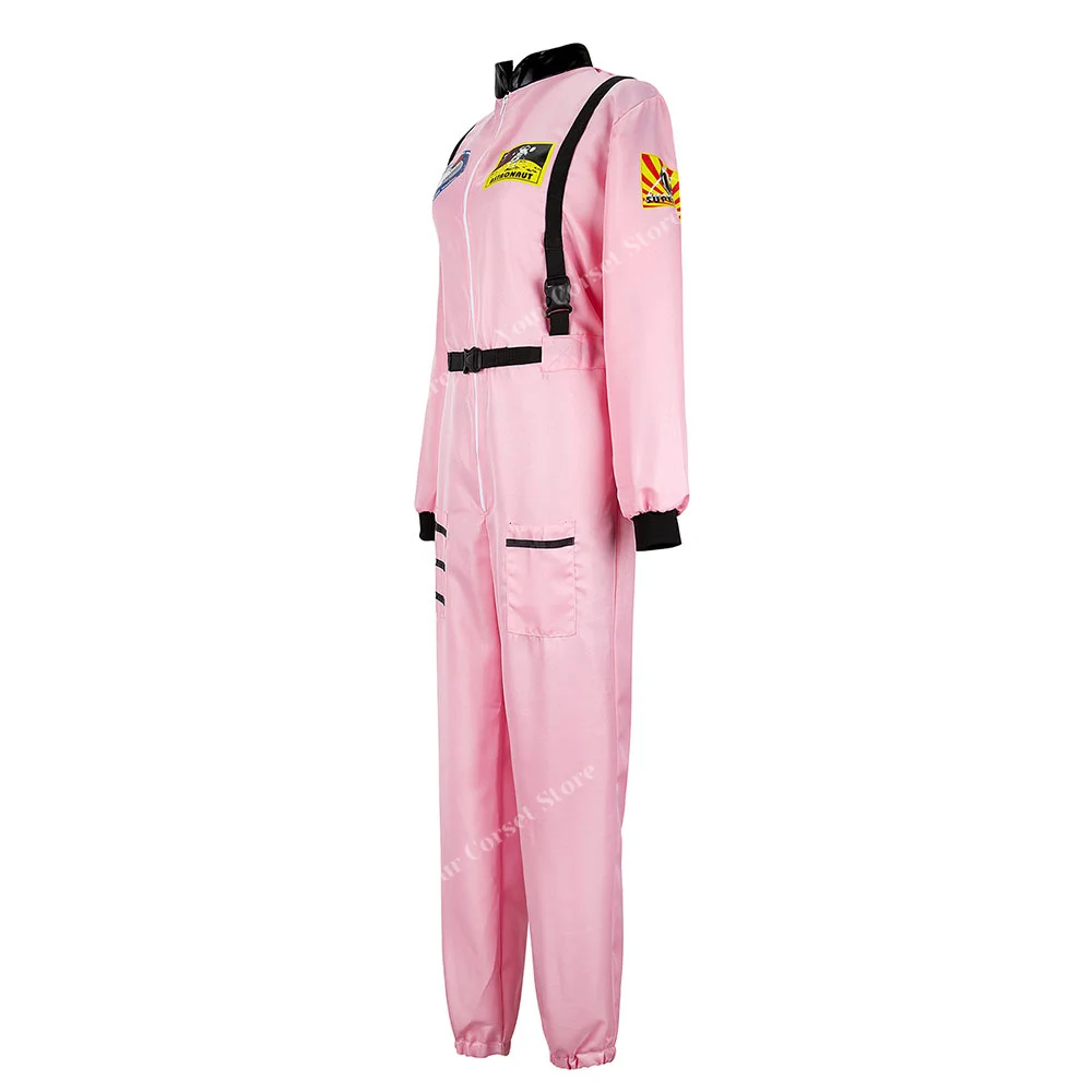 Traje de astronauta feminino traje de espaço adulto terno para mulher rosa trajes de vôo feminino traje de halloween para adultos astronauta