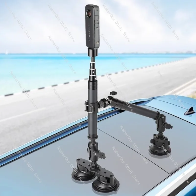360 Degree Suction Cup Car Mount Stabilizer for Panorama Action Camera and Smartphone Anti Shake Vehicle Shooting Holder
