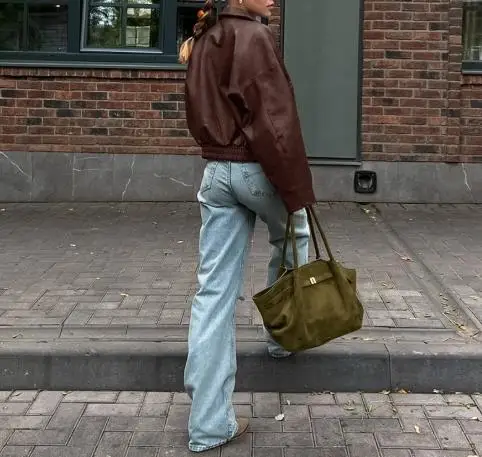 Women's 2025 New Product Spring and Autumn Coat Pilot Jacket Retro Money Style Leather Jacket