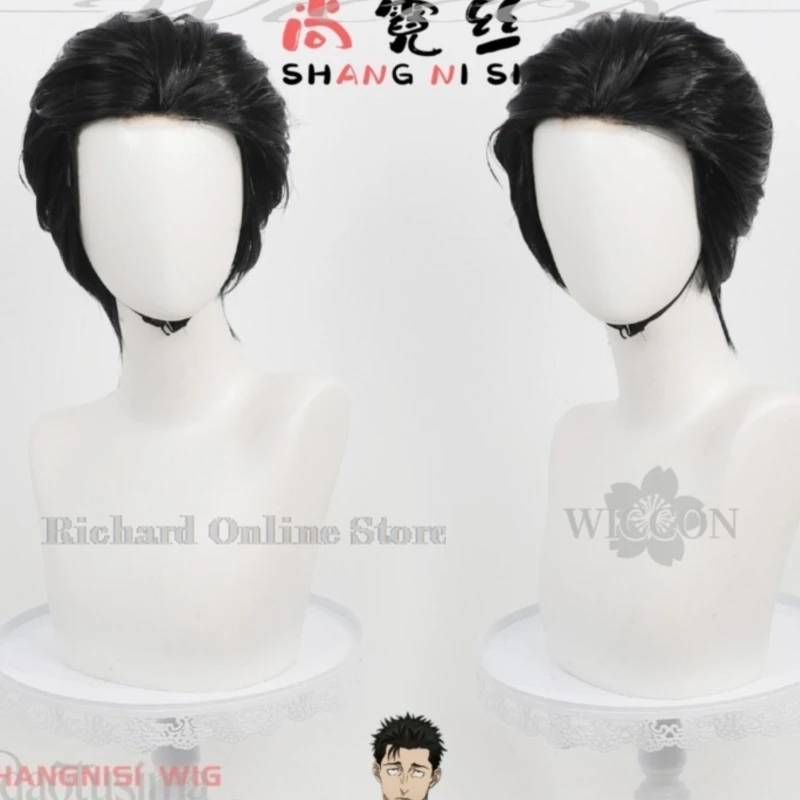 Tienda en línea Richard: Pelucas cortas negras y elegantes de Hiromi Higuruma, pelo sintético peinado hacia atrás, para Halloween, Navidad, fiestas, cosplay y anime.