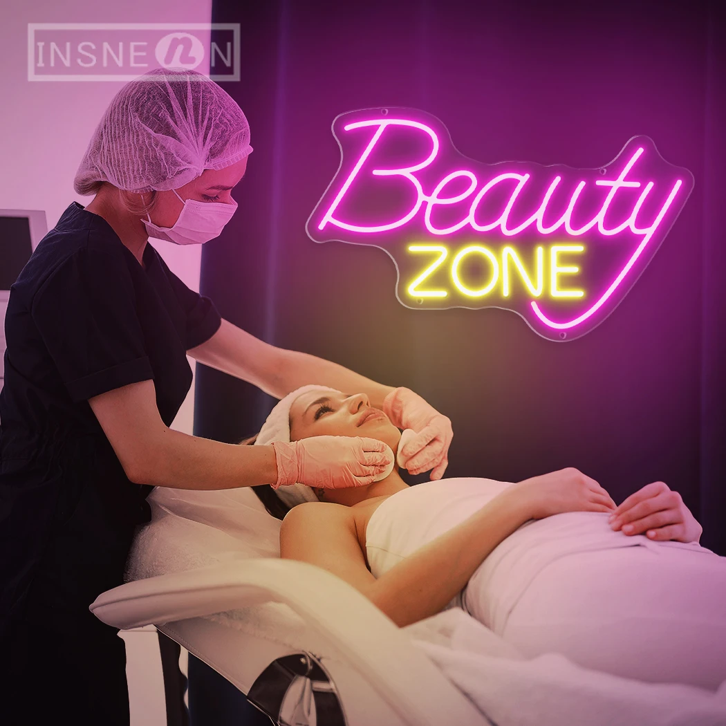 Beauty Zone Neon Signage LED Luminous business signs For Beauty Salon Nail Salon Hairdressing Salon Room Wall Neon Decor Light