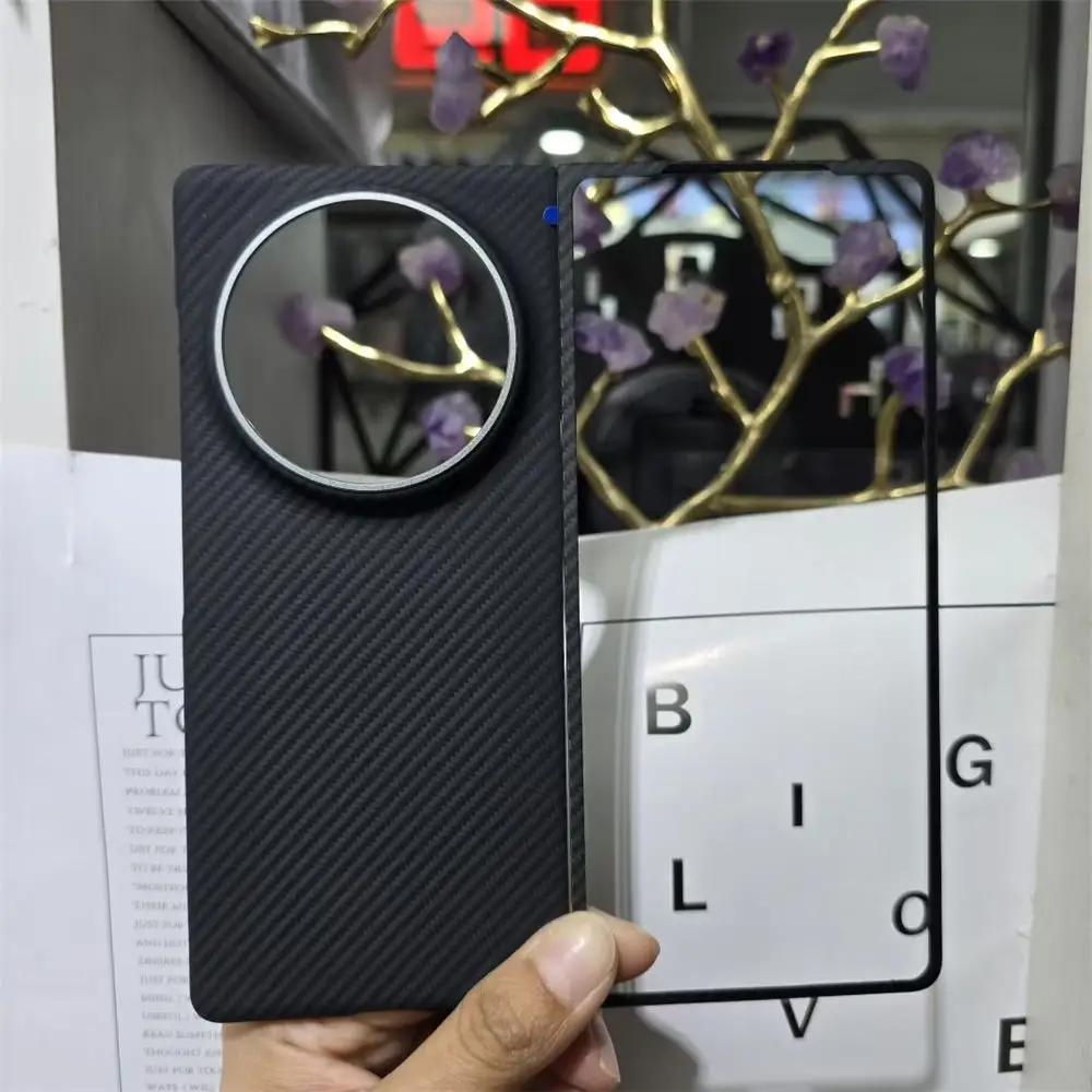 

Магнитный тонкий чехол из настоящего арамидного углеродного волокна для Vivo X Fold5, противоударный жесткий чехол