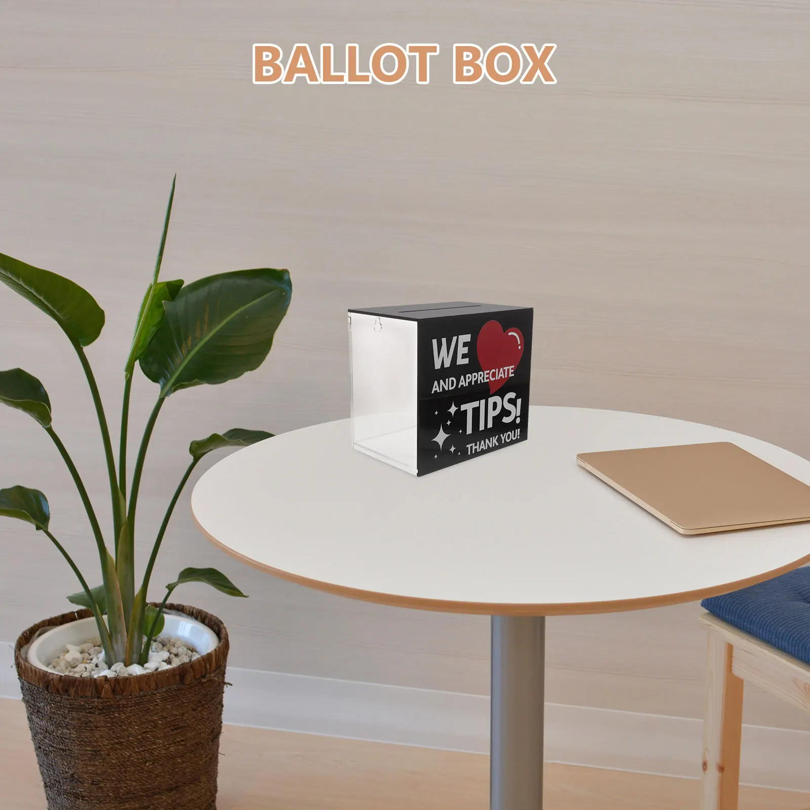 

Acrylic Tip Collection Box Transparent Donation Jar 5.97x5.31x3.93in Compact Cash Container Suggestion Tip Holder for Public Use