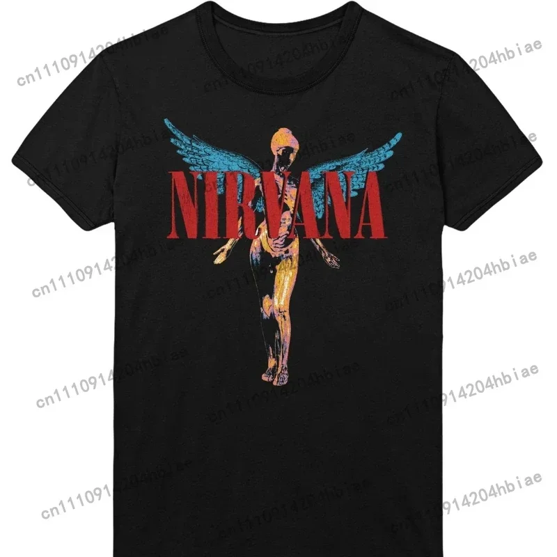 NIRVANA in utero album 100%cotton unisex shirt 2026 Summer O-neck Men's Y2k Short Sleeve Retro rock commemorate Tshirt fan gift